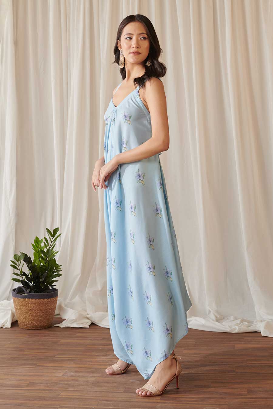 Light Blue Floral Print Palazzo Jumpsuit