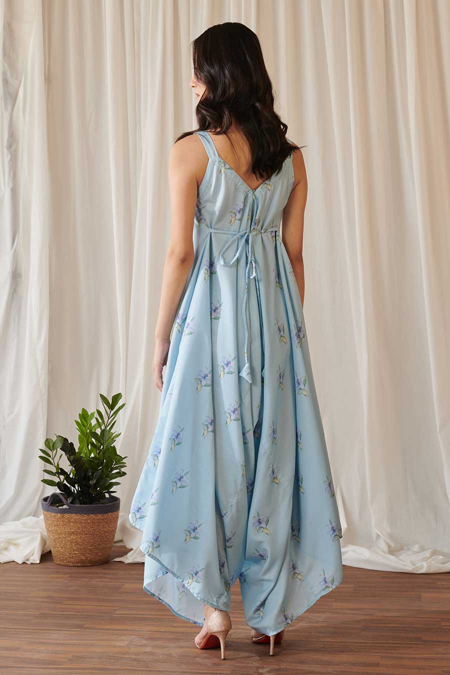 Light Blue Floral Print Palazzo Jumpsuit
