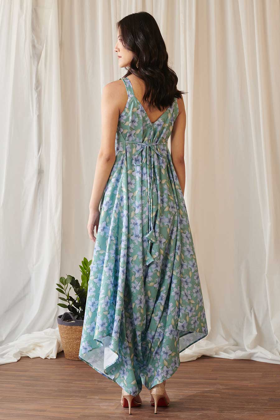 Seagreen Floral Print Palazzo Jumpsuit