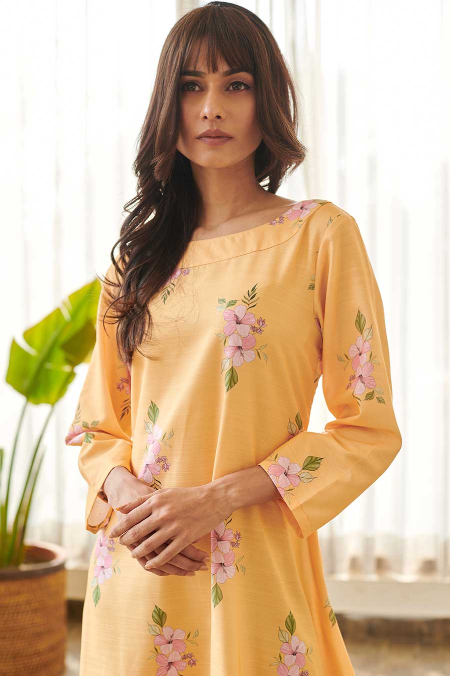 Yellow Floral Print Dhoti Jumpsuit