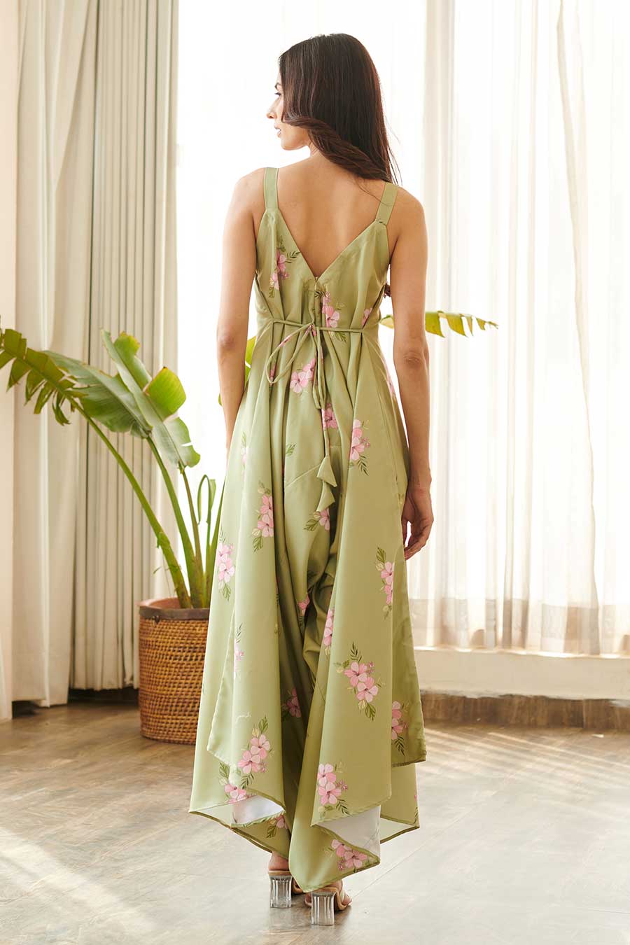 Pickle Green Floral Palazzo Jumpsuit