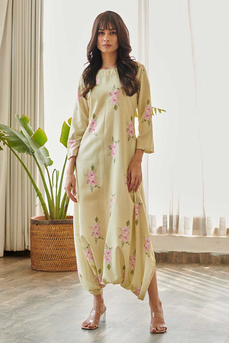 Summer Green Floral Print Dhoti Jumpsuit