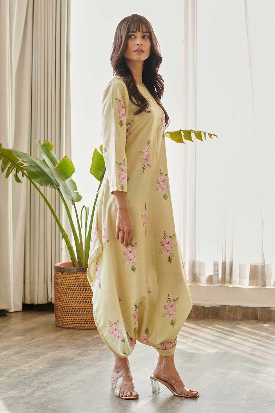 Summer Green Floral Print Dhoti Jumpsuit