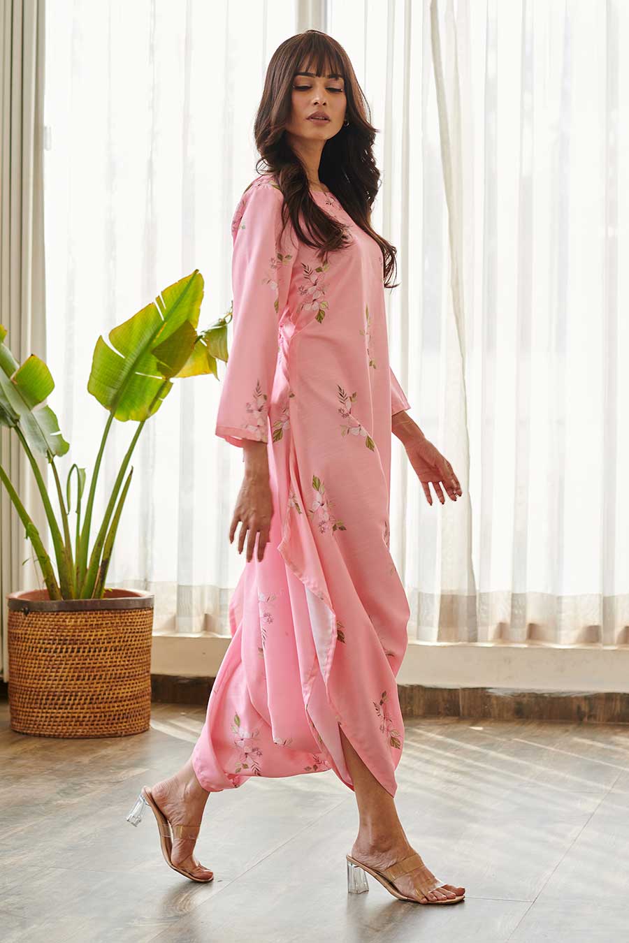 Pink Floral Print Dhoti Jumpsuit