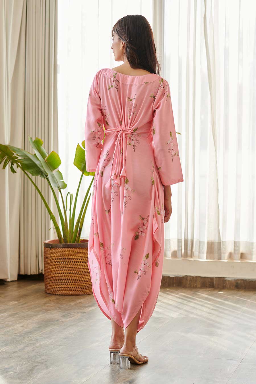 Pink Floral Print Dhoti Jumpsuit