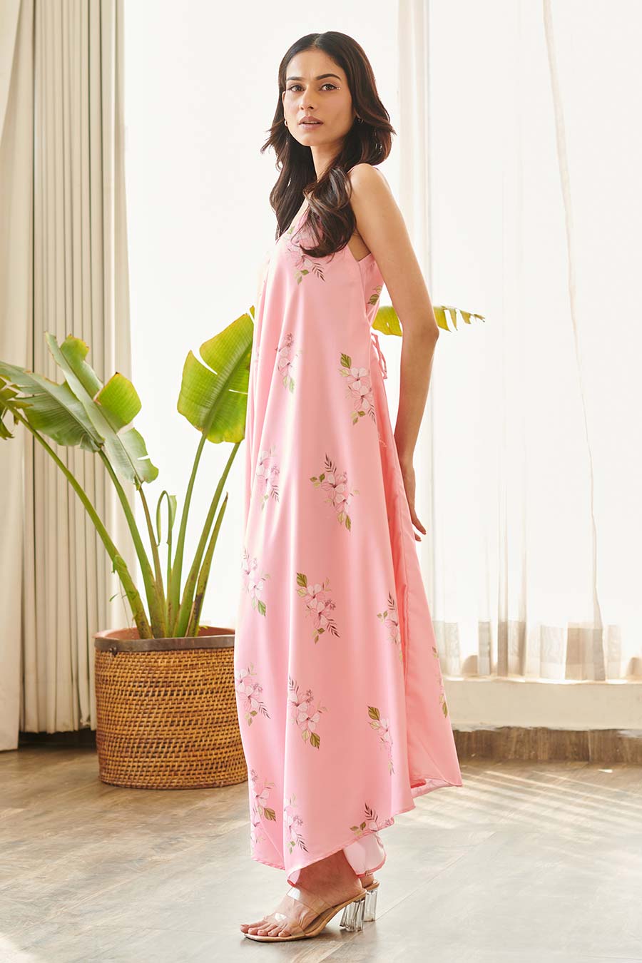 Pink Floral Print Palazzo Jumpsuit