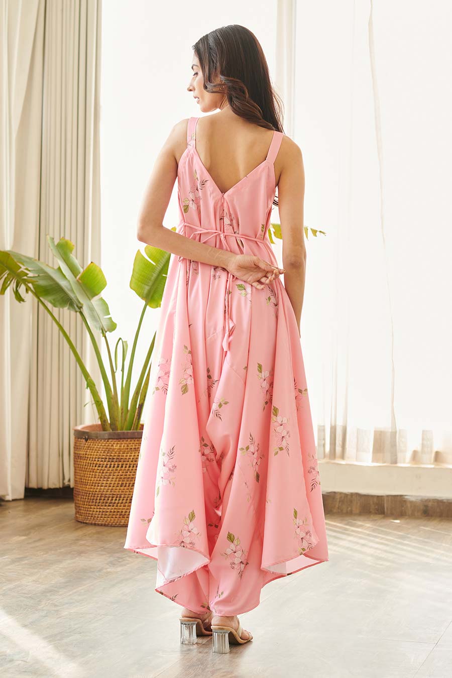 Pink Floral Print Palazzo Jumpsuit