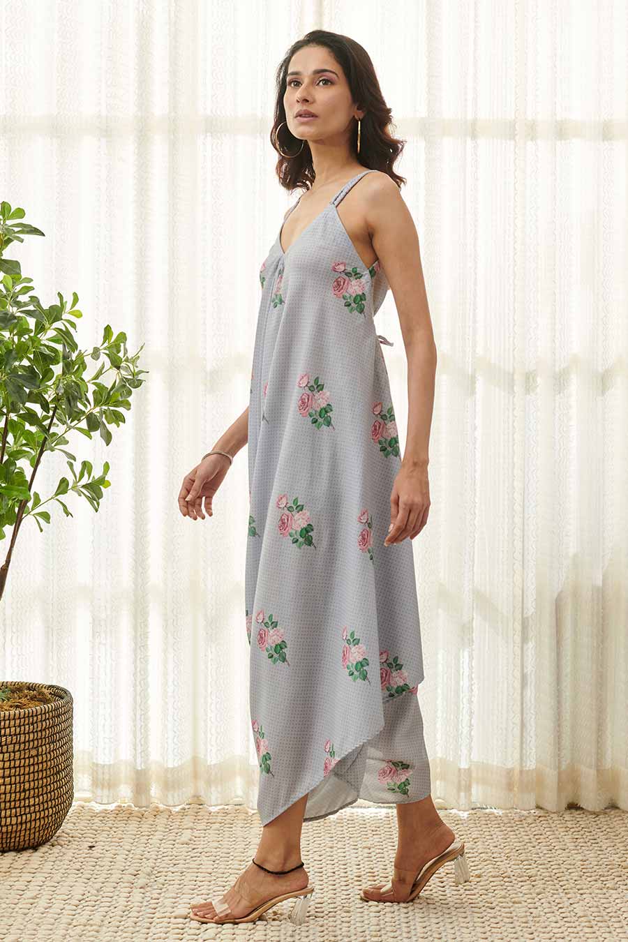 Soft Blue Polka Dot Palazzo Jumpsuit