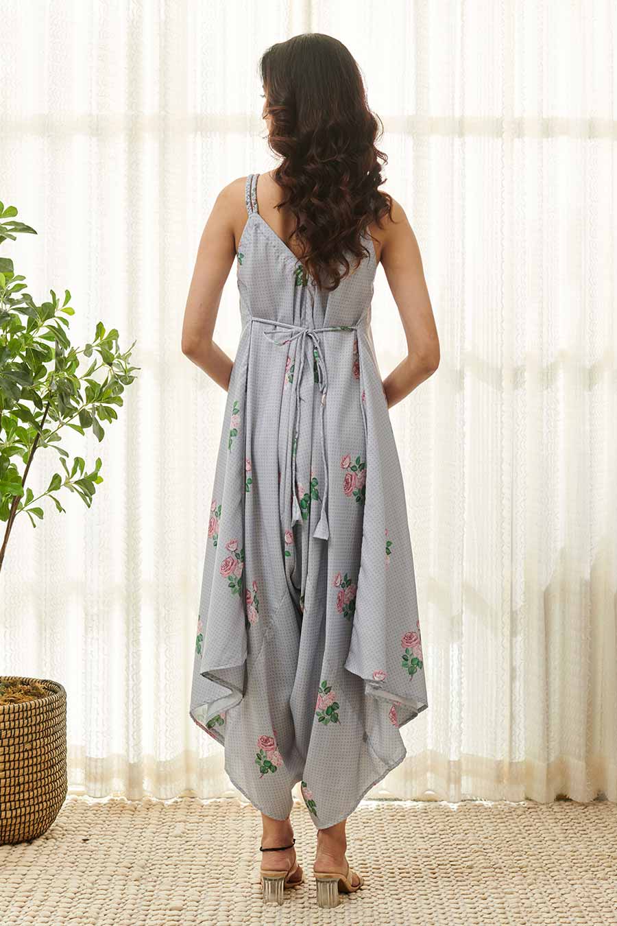 Soft Blue Polka Dot Palazzo Jumpsuit