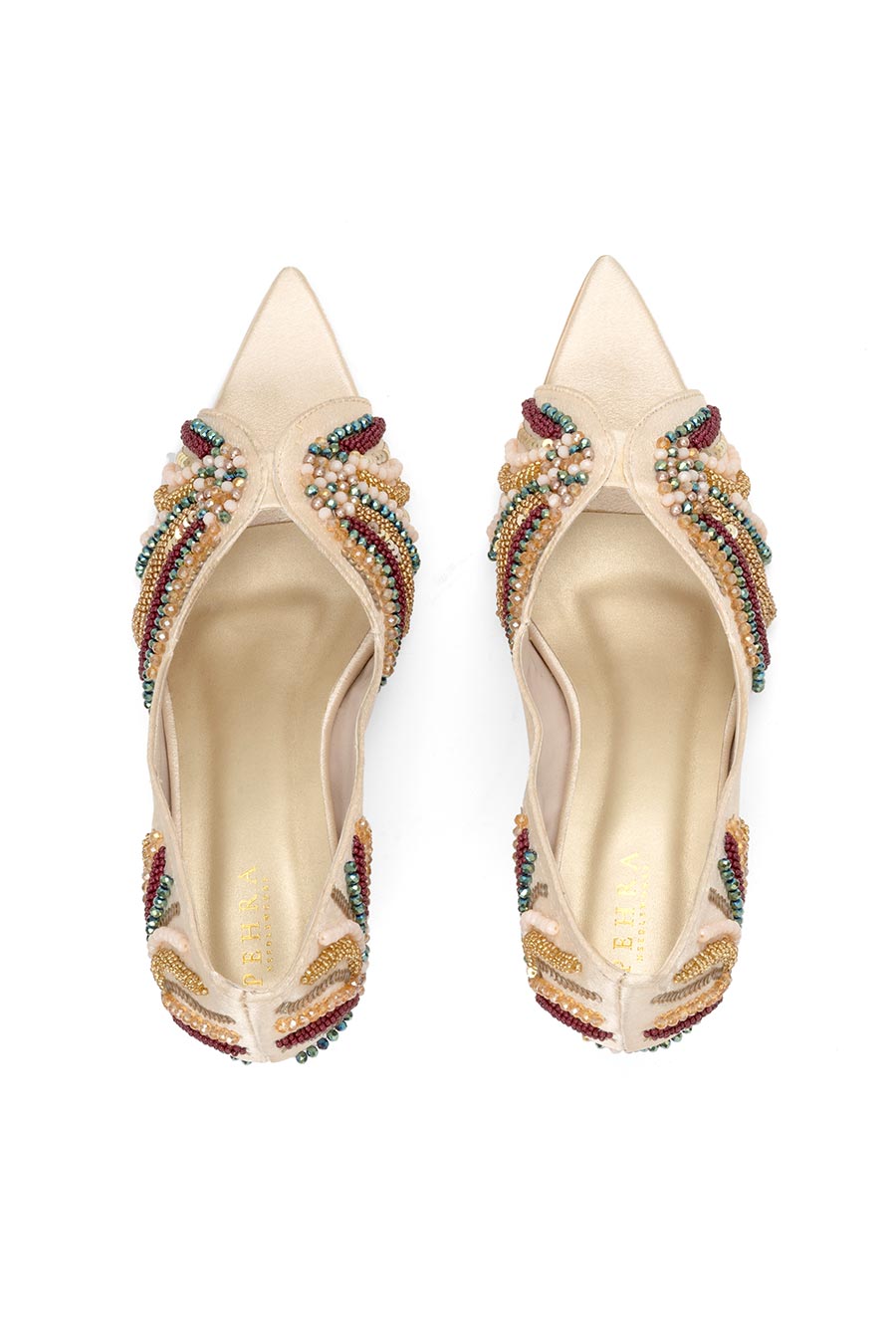 Beige Cutwork Embroidered Heel Stilettos