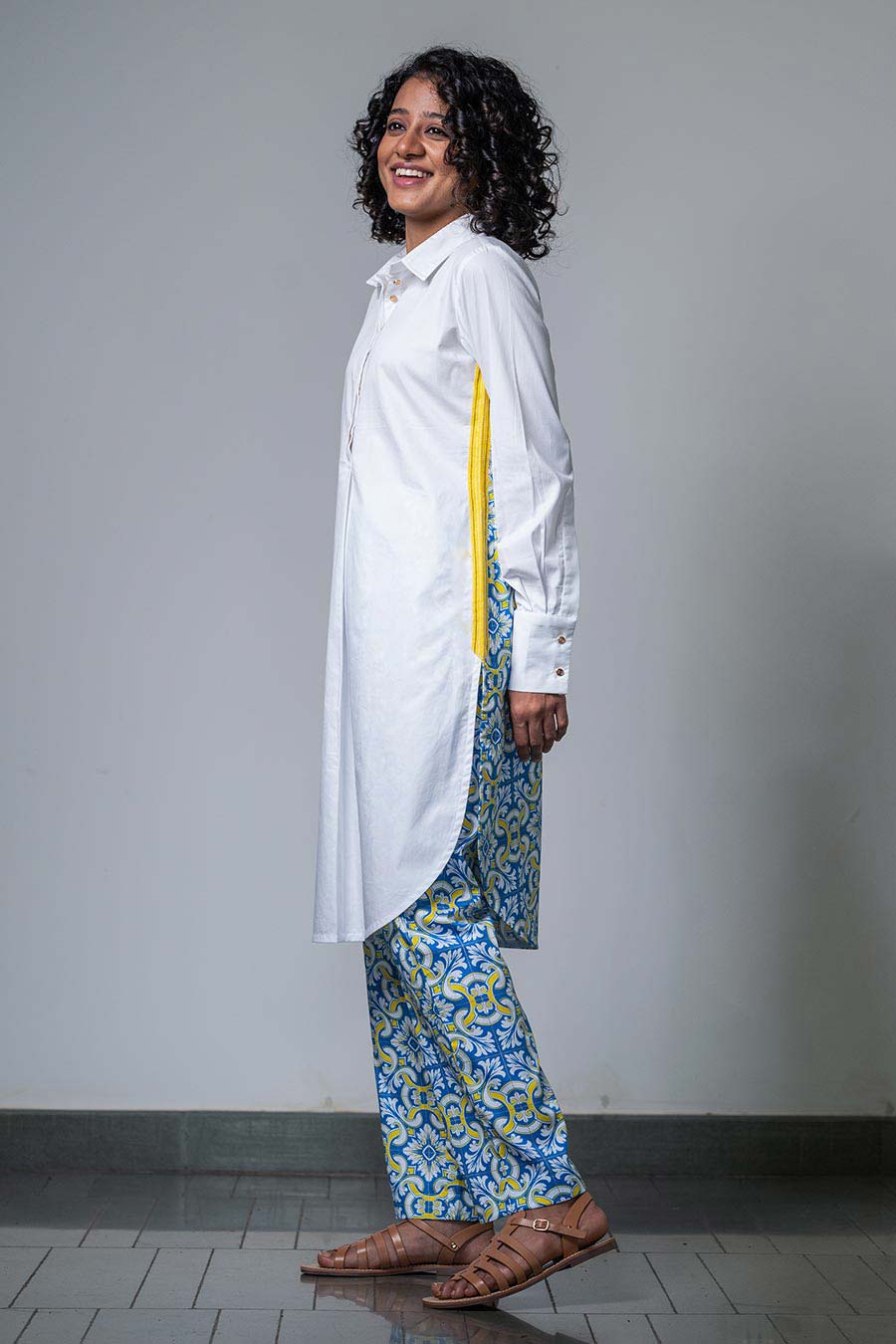 White Printed Mix-N-Match Azulejos Kurta Set