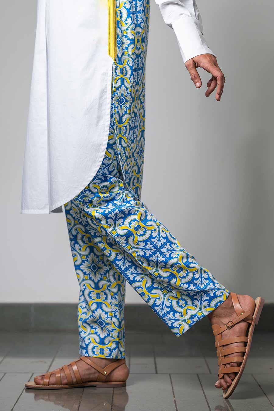 White Printed Mix-N-Match Azulejos Kurta Set