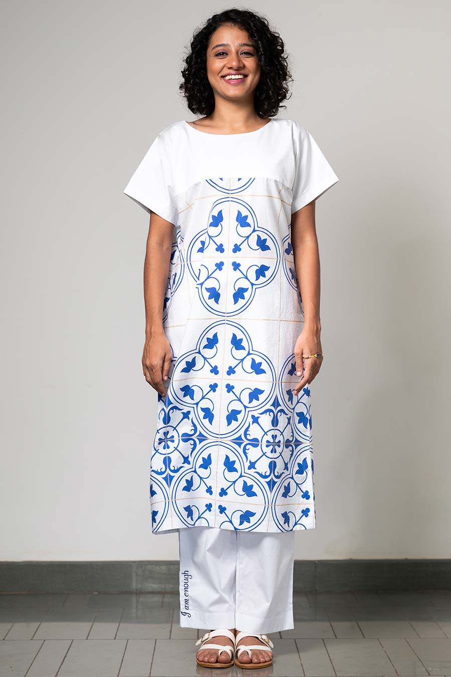 White Printed Duo Charm Kurta Set