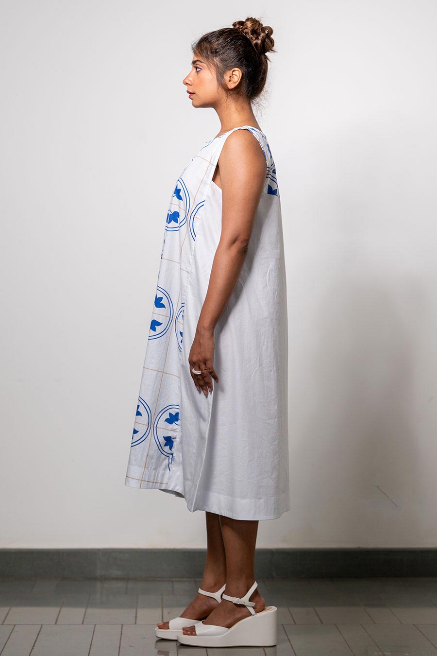 White Printed Bare Grace Azulejos Dress