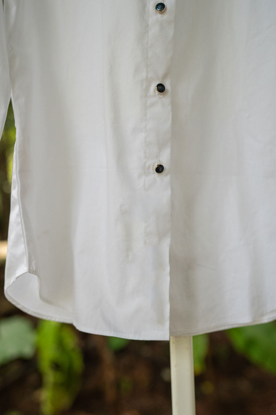 White Printed Accented Collared Shirt