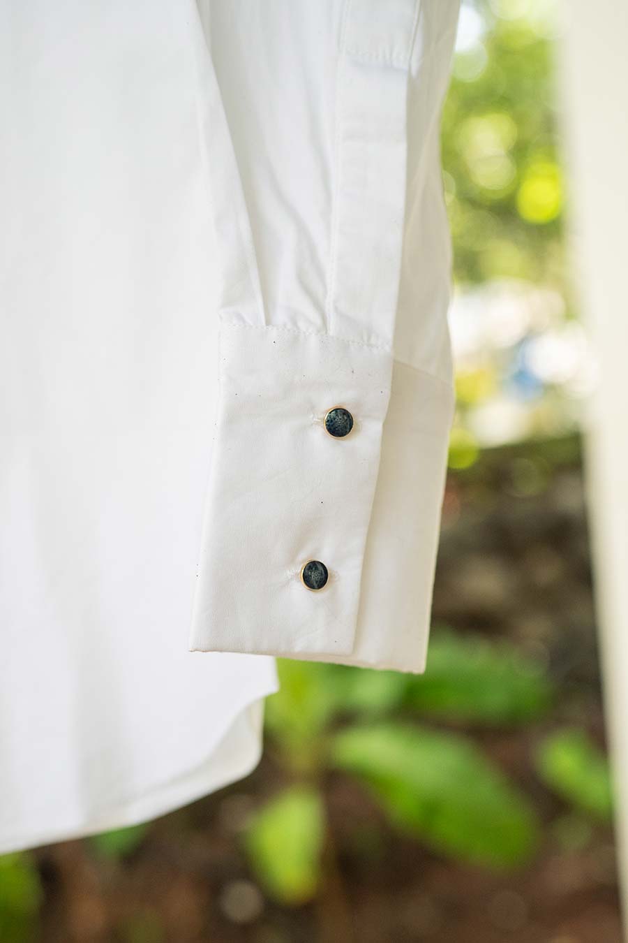 White Printed Accented Collared Shirt