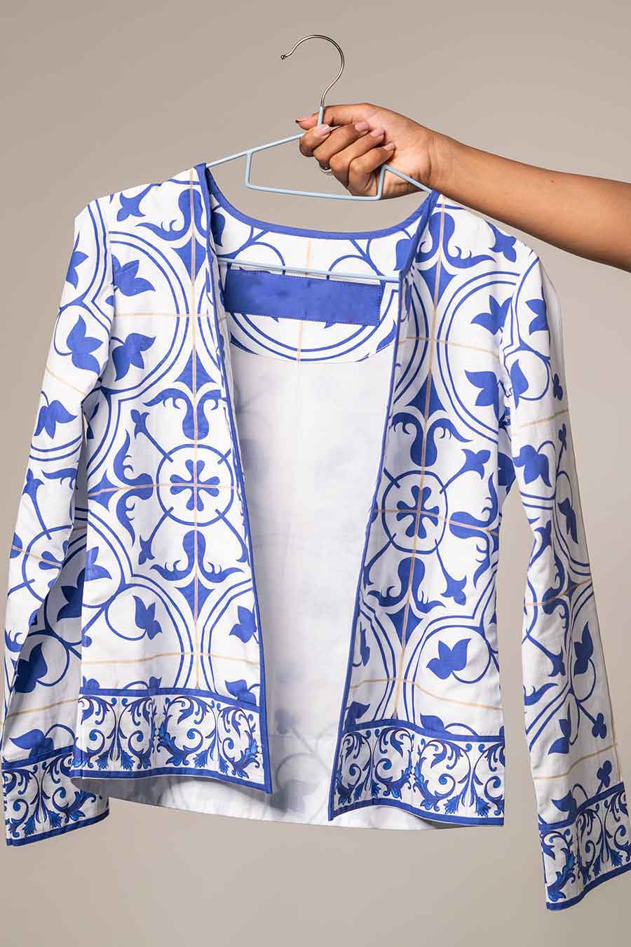 White Printed Azulejos Shacket