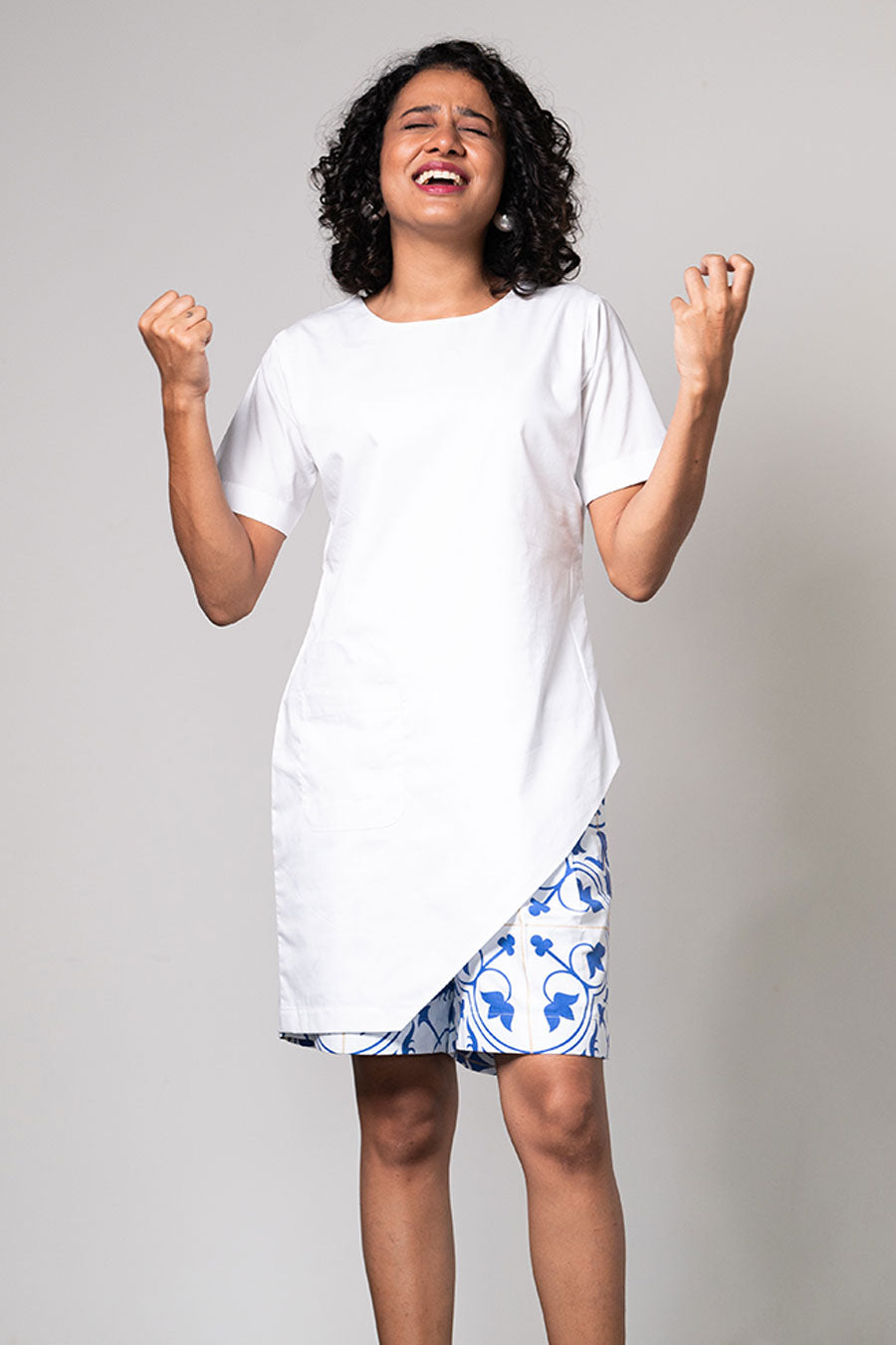 White Printed Asymmetric Co-ord Set