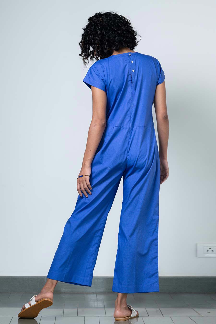 Blue Printed Linkage Jumpsuit