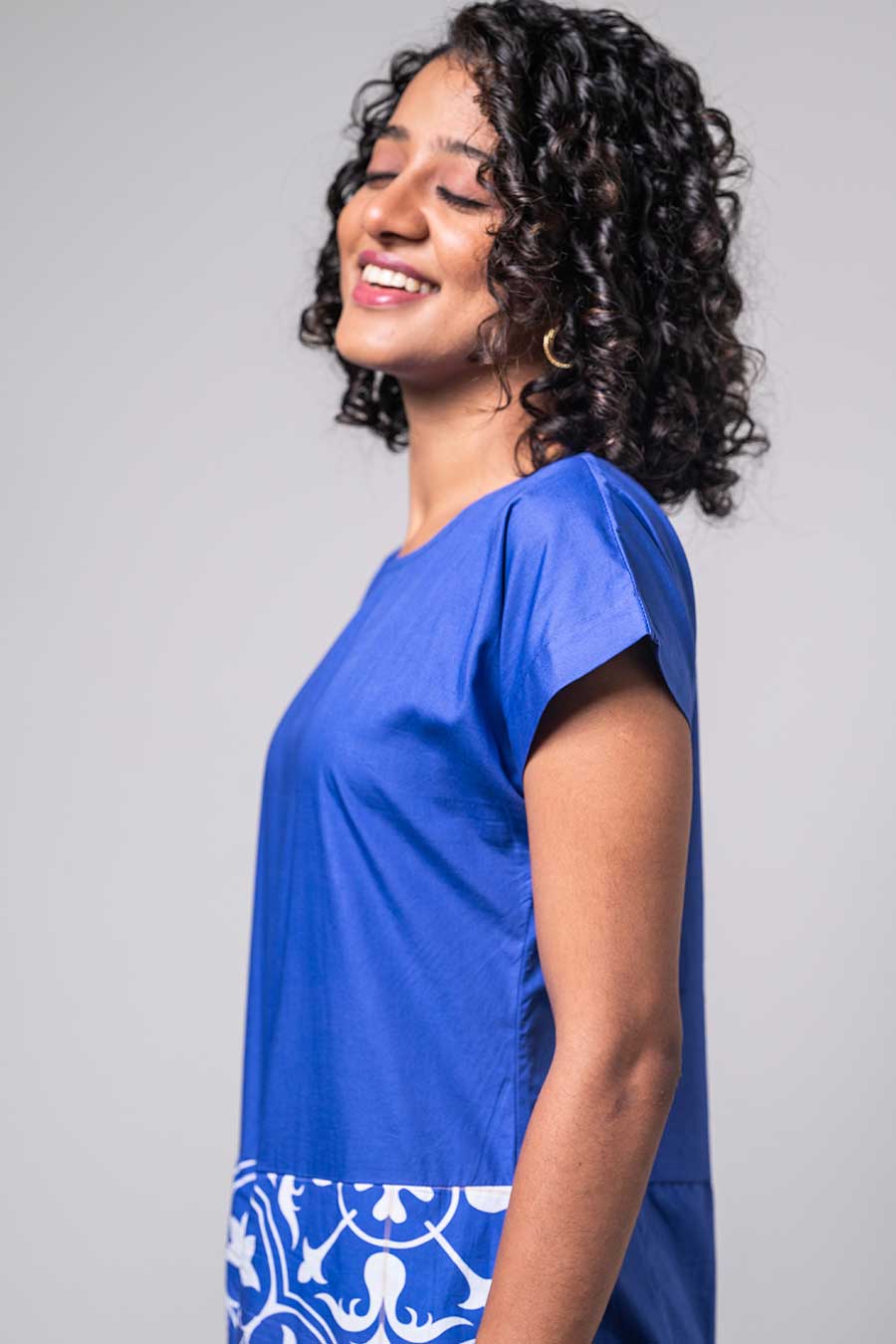 Blue Printed Linkage Jumpsuit