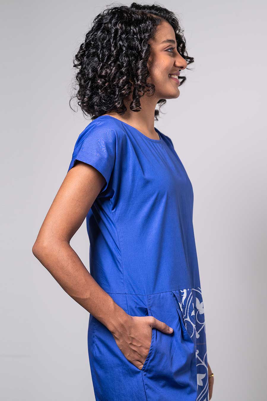 Blue Printed Linkage Jumpsuit
