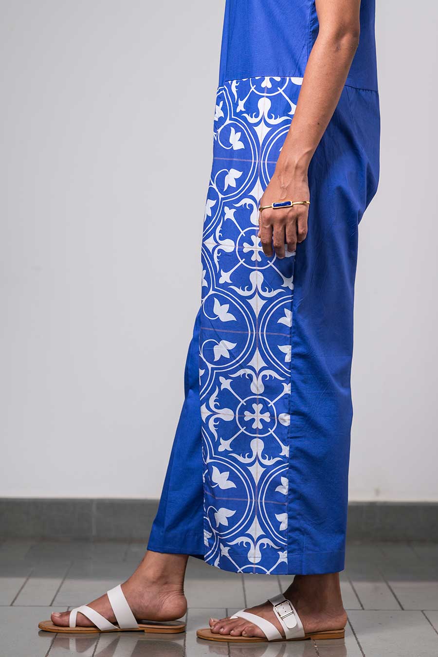 Blue Printed Linkage Jumpsuit