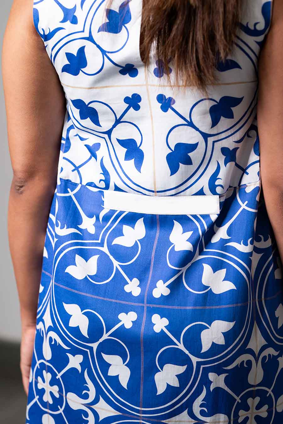 White Printed Azulejos Dress