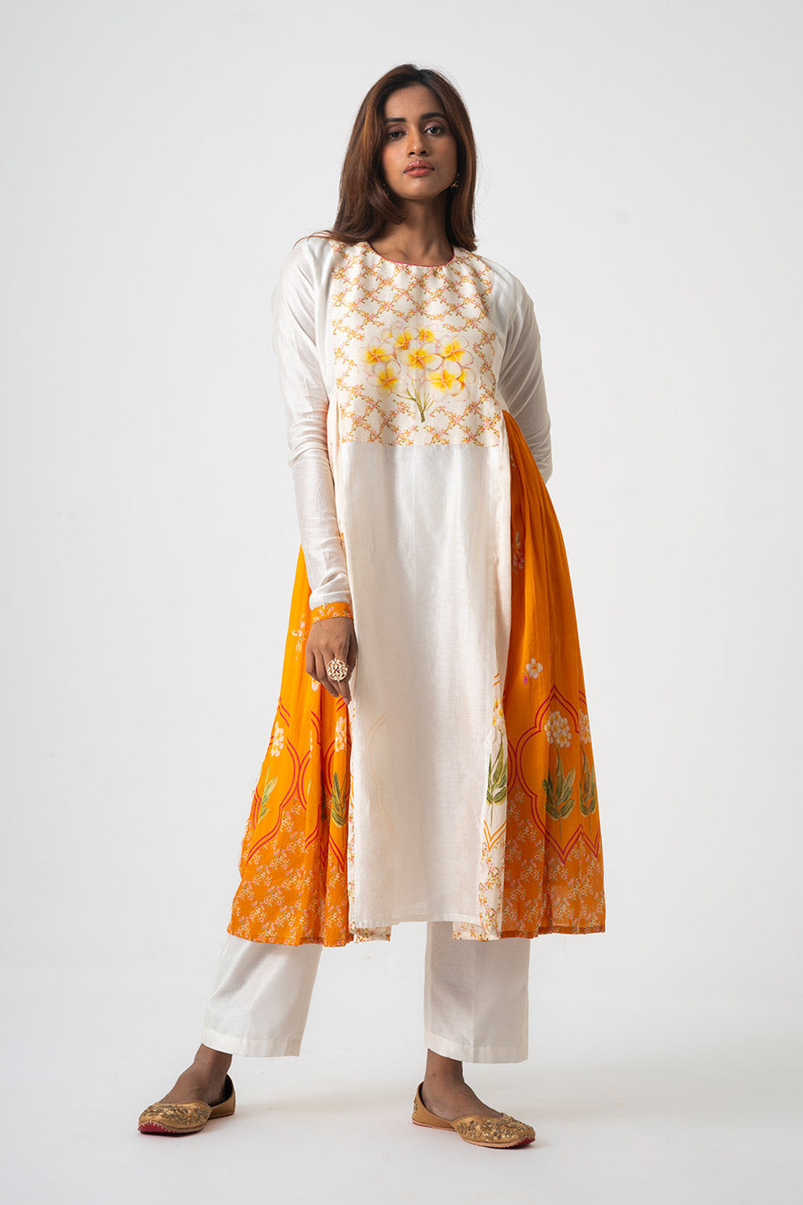 Ivory Chafa Sol Anarkali Set With Dupatta