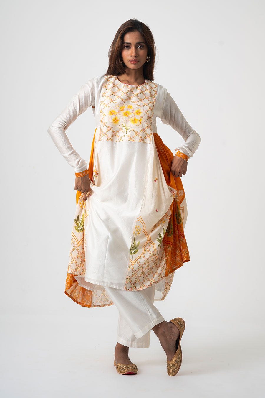 Ivory Chafa Sol Anarkali Set With Dupatta