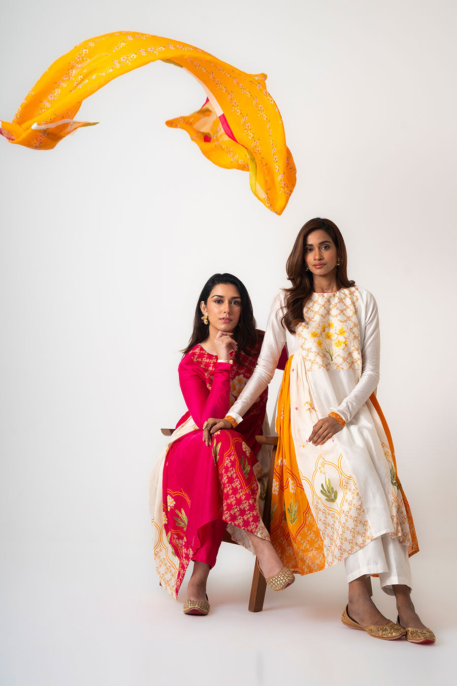 Ivory Chafa Sol Anarkali Set With Dupatta