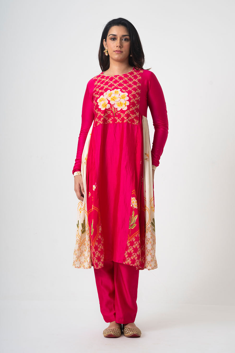 Pink Chafa Sol Anarkali Set With Dupatta