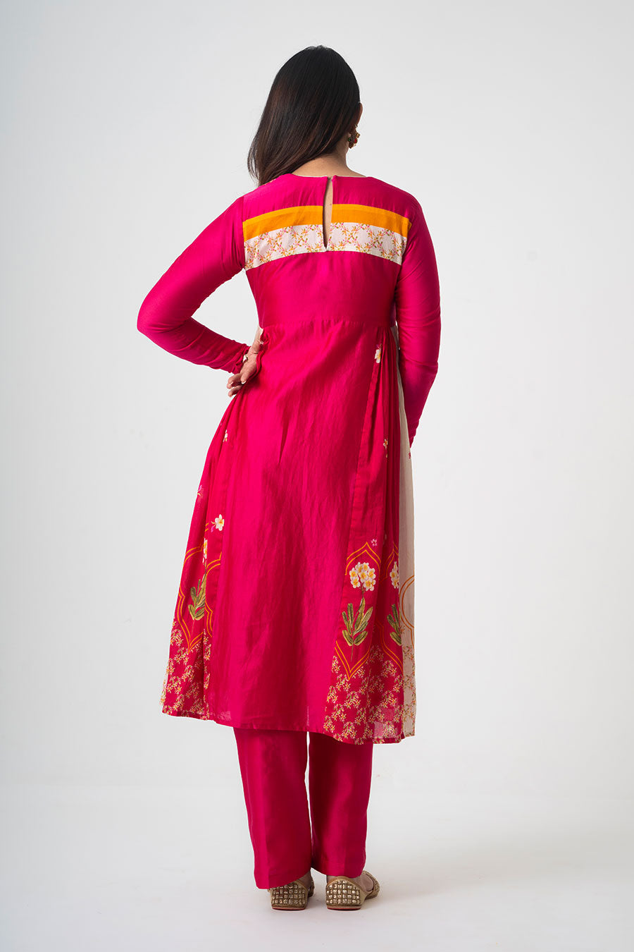 Pink Chafa Sol Anarkali Set With Dupatta