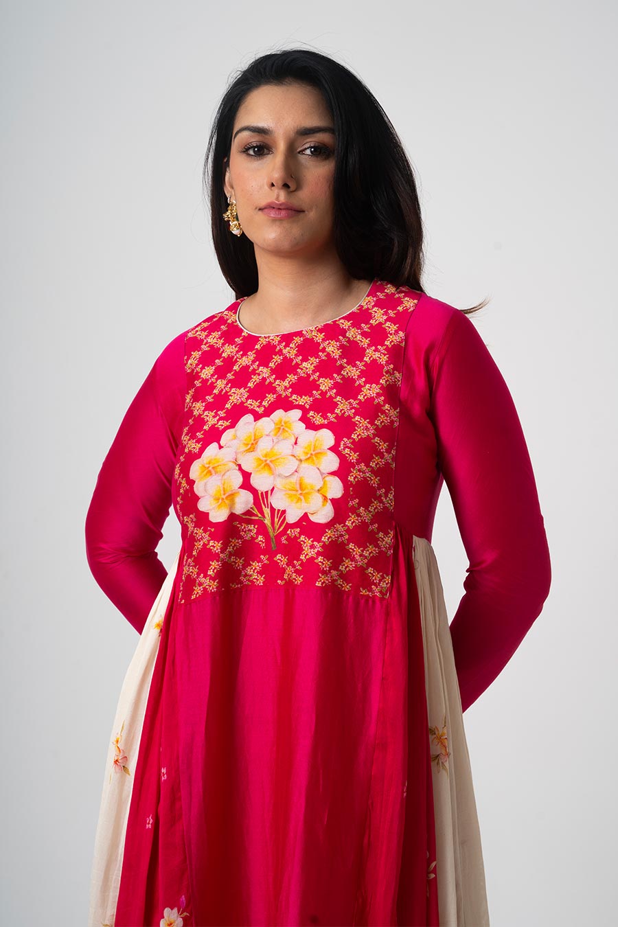 Pink Chafa Sol Anarkali Set With Dupatta