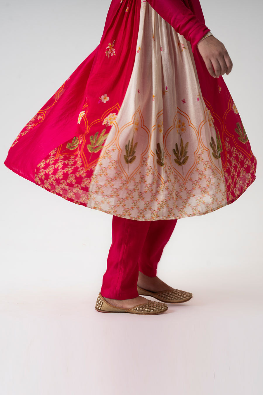 Pink Chafa Sol Anarkali & Pant Set