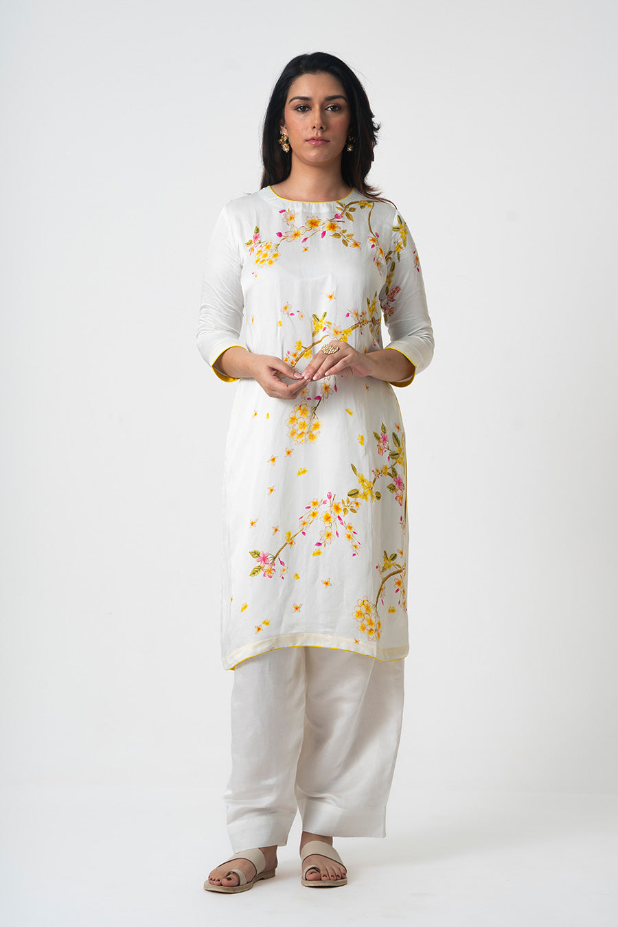 Ivory Chafa Grace Printed Kurta Set With Dupatta
