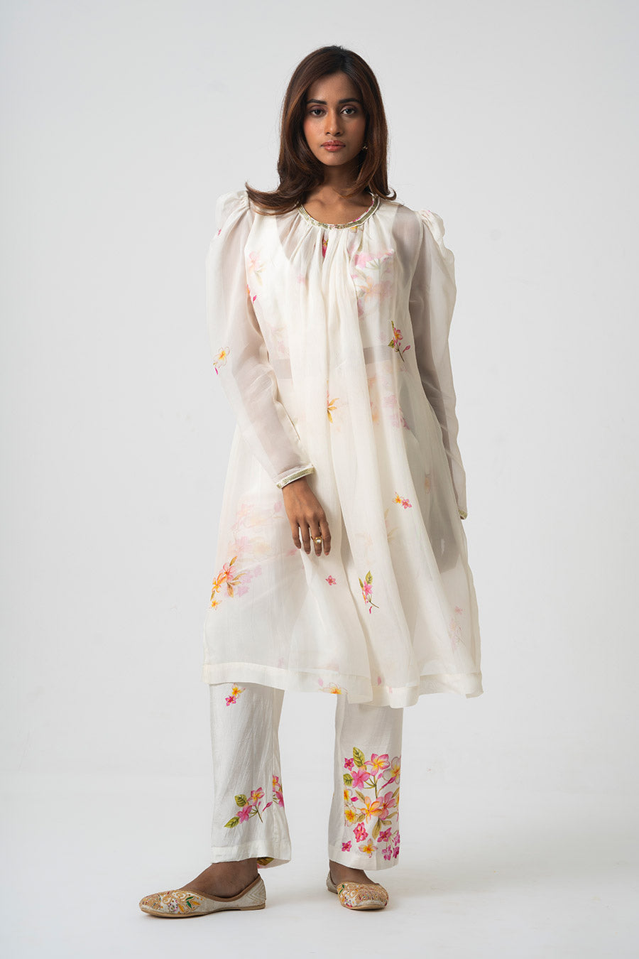 Ivory Chafa Blossom Printed 3Pc Co-Ord Set