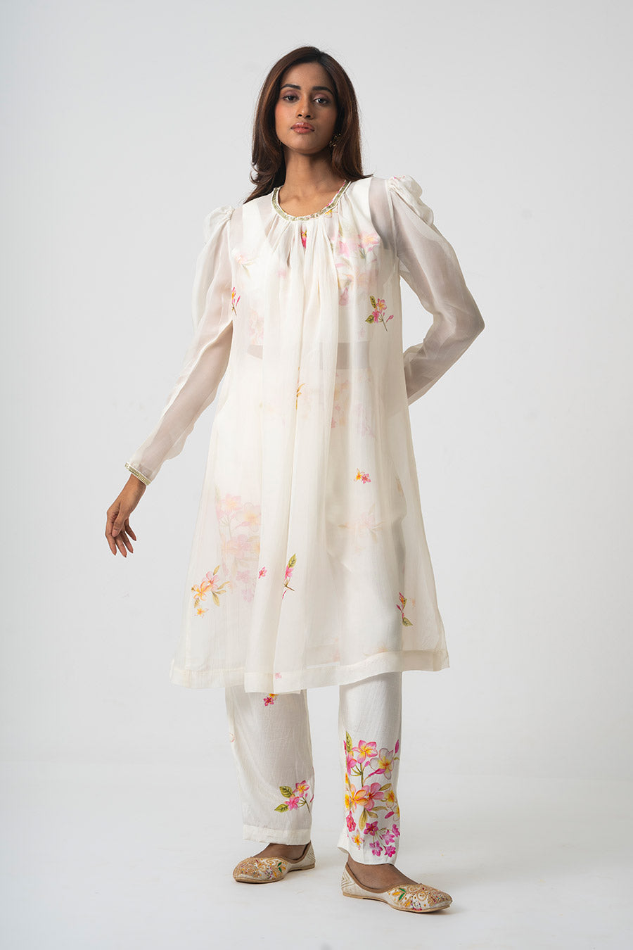 Ivory Chafa Blossom Printed 3Pc Co-Ord Set