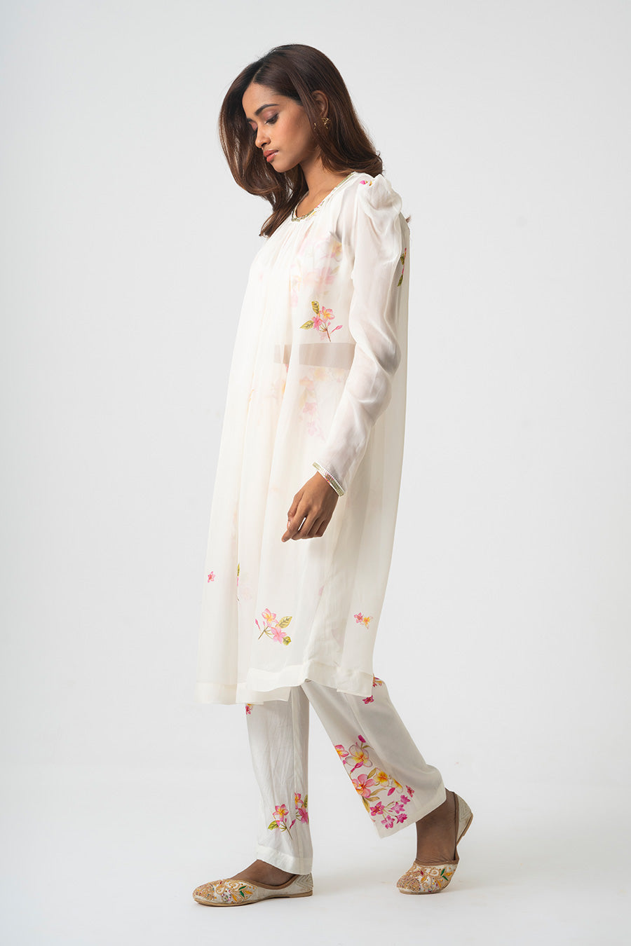 Ivory Chafa Blossom Printed 3Pc Co-Ord Set