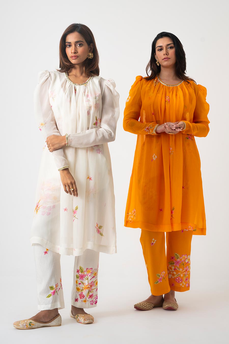 Orange Chafa Blossom Printed 3Pc Co-Ord Set