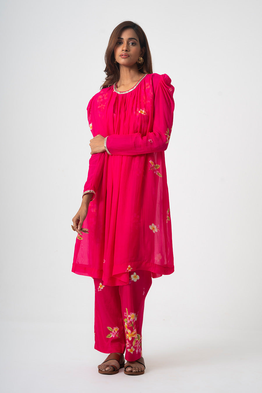 Pink Chafa Blossom Printed 3Pc Co-Ord Set