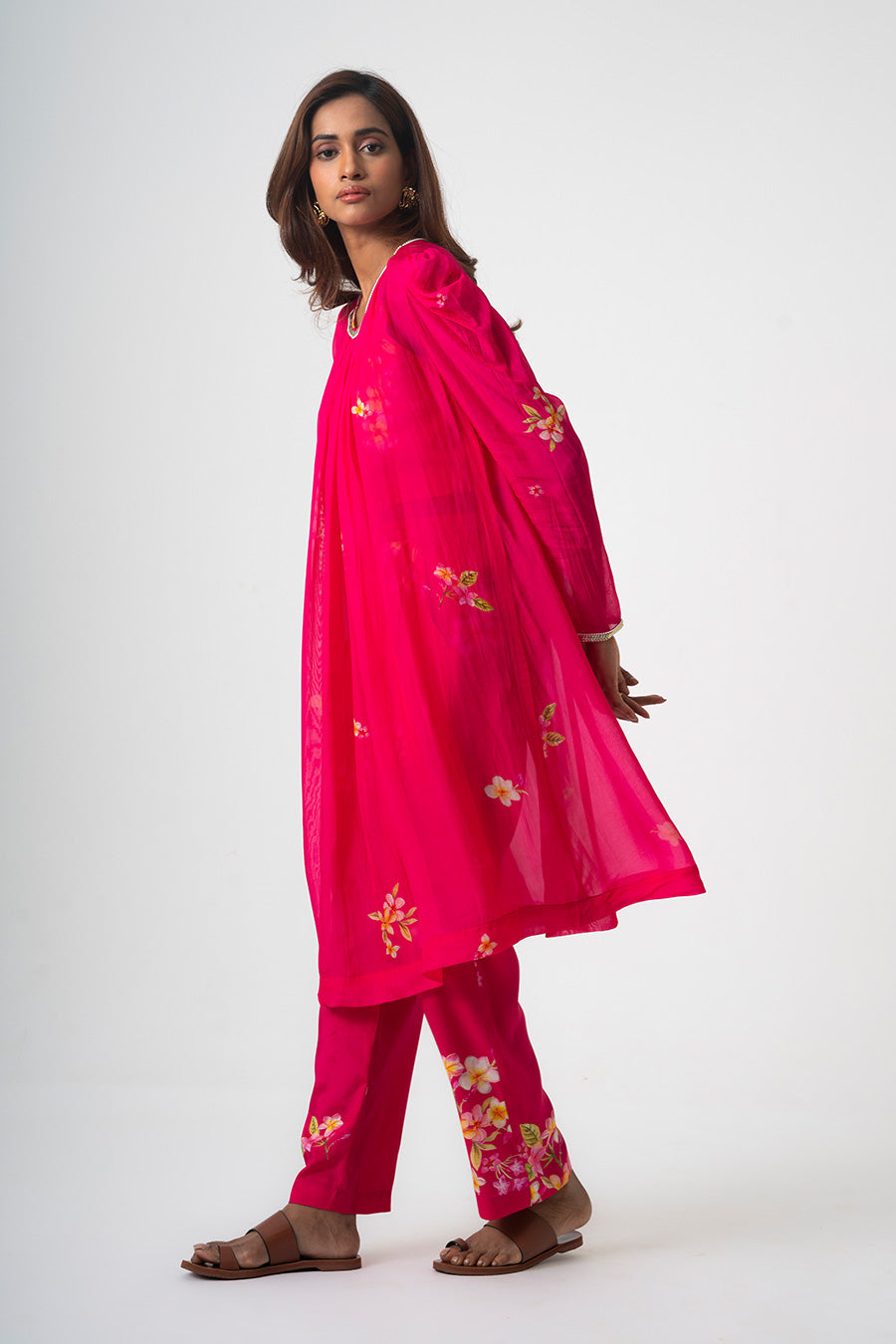 Pink Chafa Blossom Printed 3Pc Co-Ord Set