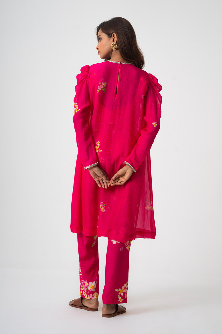 Pink Chafa Blossom Printed 3Pc Co-Ord Set