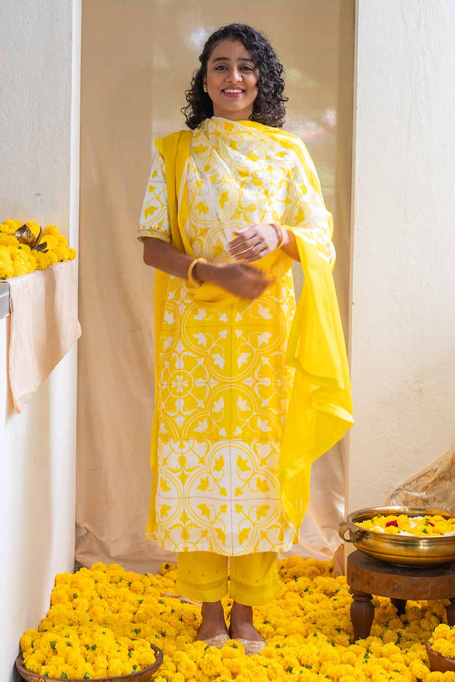 Yellow Printed Citrine Kurta Set