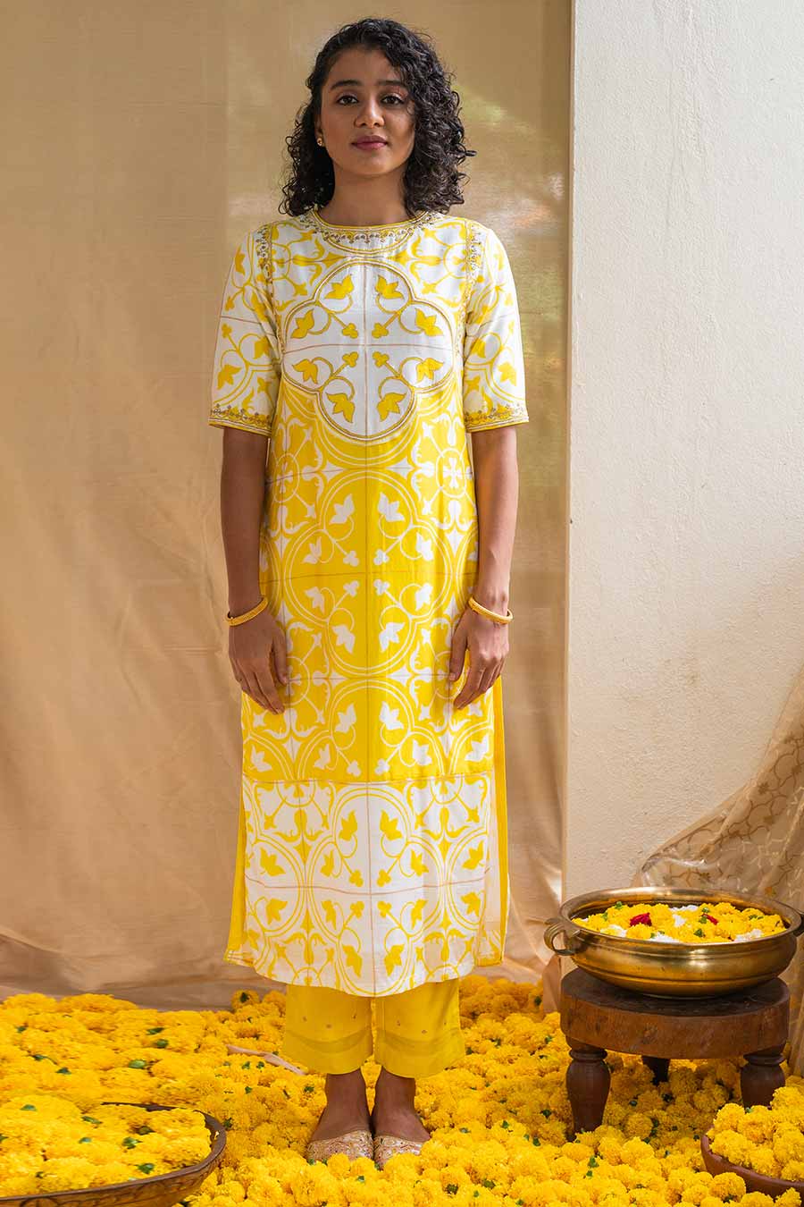 Yellow Printed Citrine Kurta Set