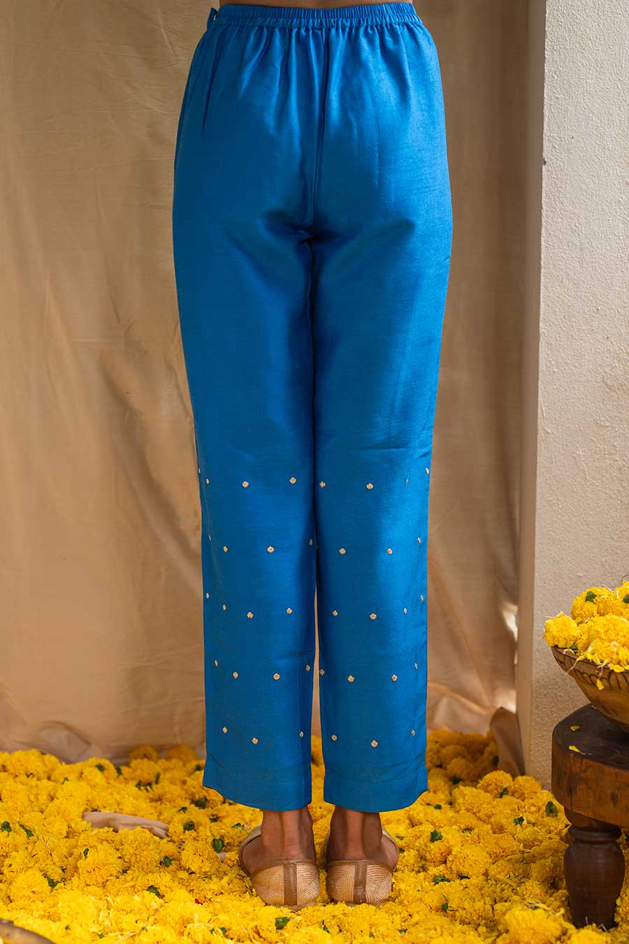 Blue Printed Lagoon Luster Kurta Set