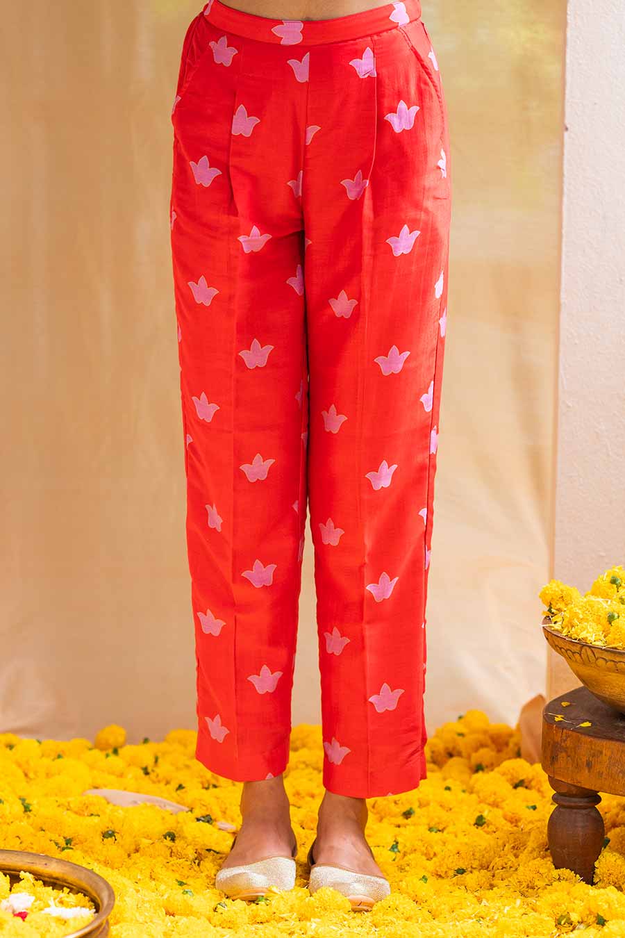 Red Printed Kurta Set