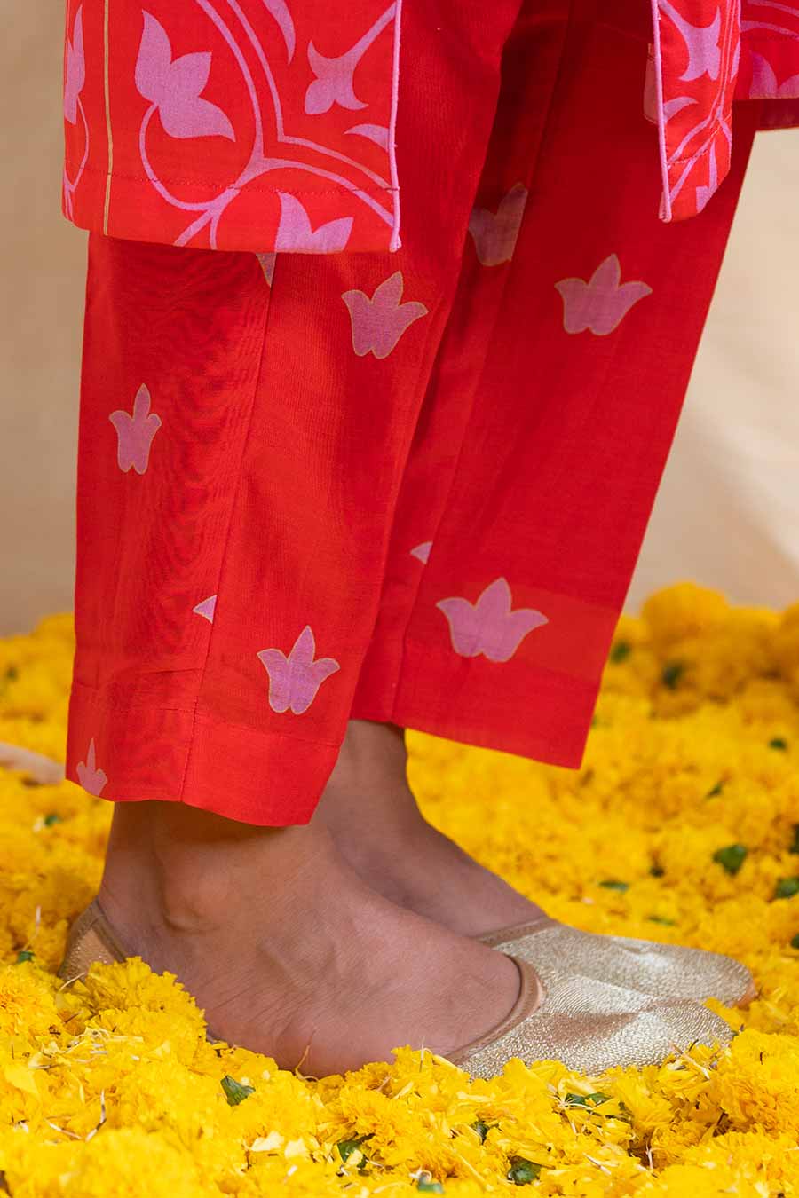 Red Printed Kurta Set