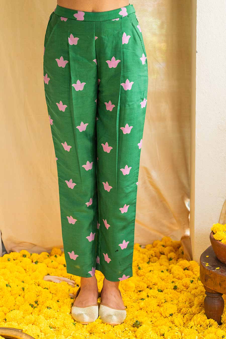 Green Printed Petal Parade Kurta Set