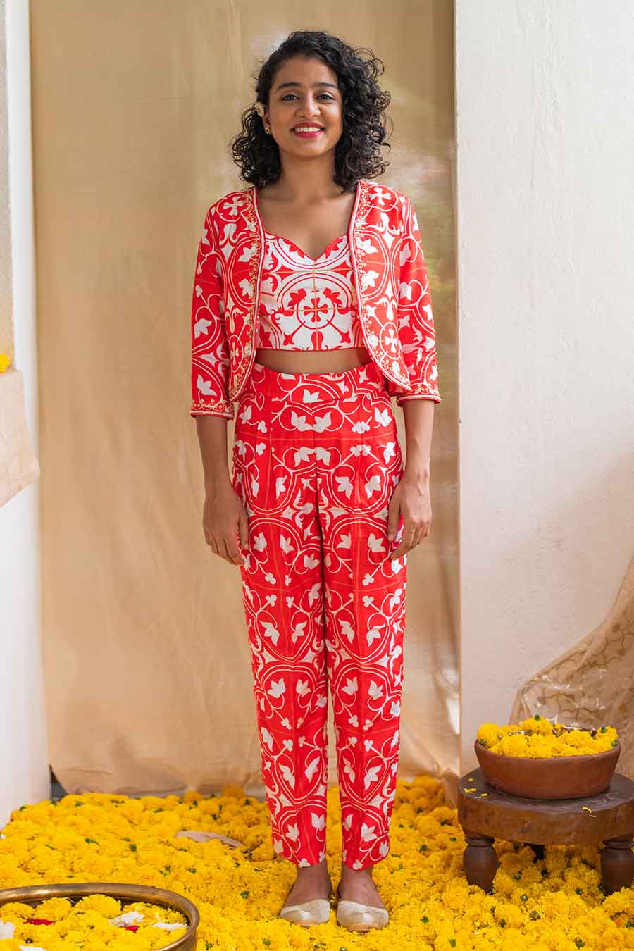 Red Printed Rhapsody Tiles Co-ord Set