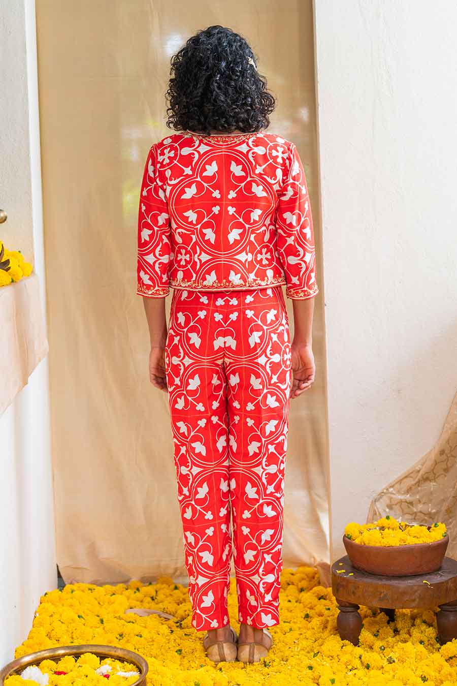 Red Printed Rhapsody Tiles Co-ord Set